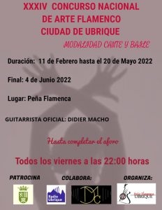 cartel concurso nacional de arte flamenco ciudad de ubrique